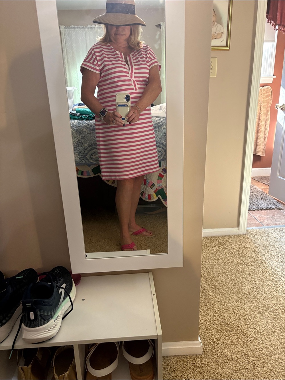 Pink and White Striped Tunic Dress - Picture 3 of 4
